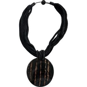 Black and brown custom jewelry necklace.